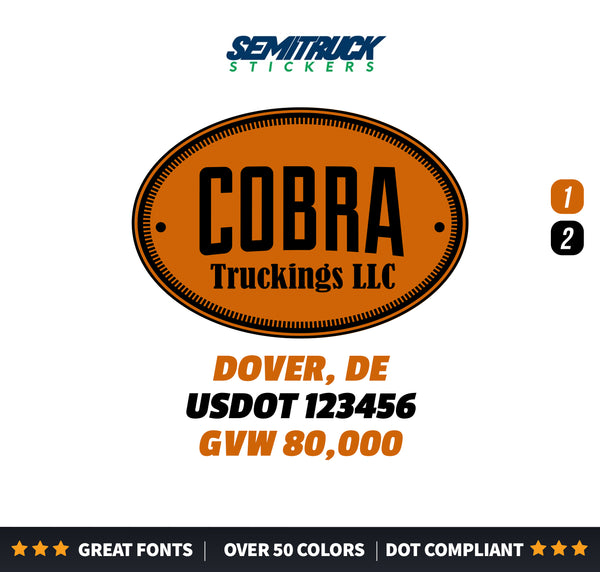 transport company name with usdot gvw lettering