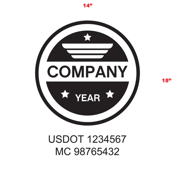 Military Style Company Name Truck Door Decal, USDOT, (Set of 2)