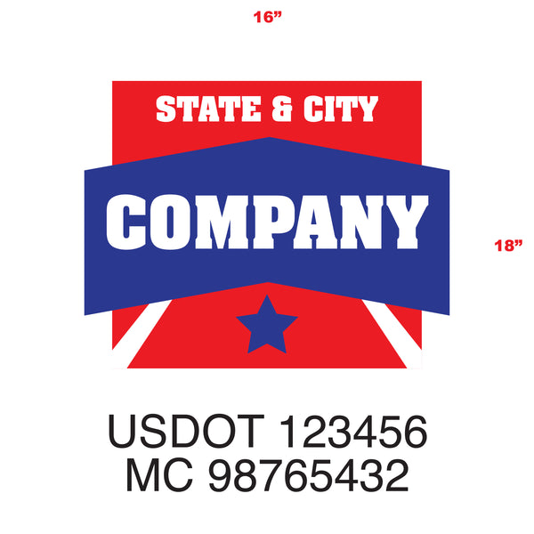 Military Style Company Name Truck Door Decal, USDOT, (Set of 2)