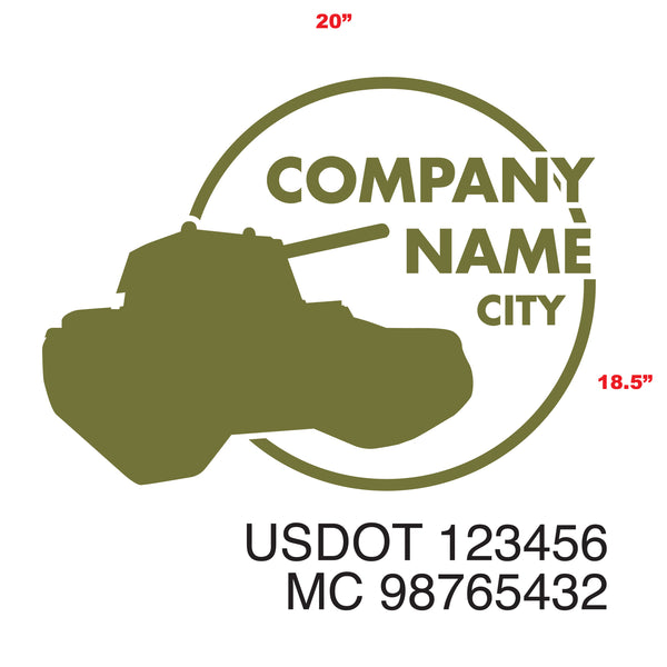 Military Style Company Name Truck Door Decal, USDOT, (Set of 2)