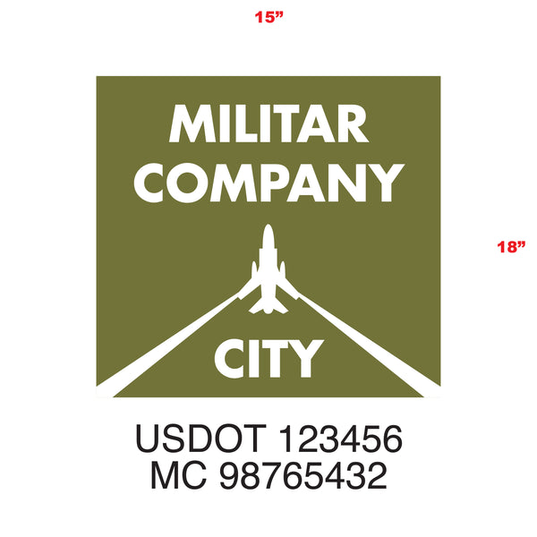 Military Style Company Name Truck Door Decal, USDOT, (Set of 2)