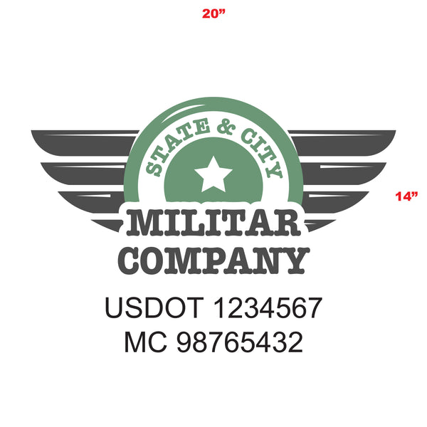 Military Style Company Name Truck Door Decal, USDOT, (Set of 2)