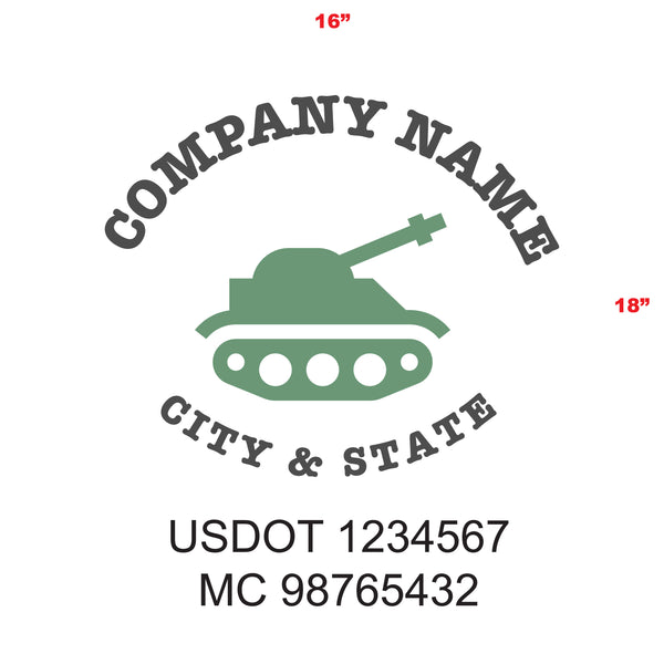 Military Style Company Name Truck Door Decal, USDOT, (Set of 2)