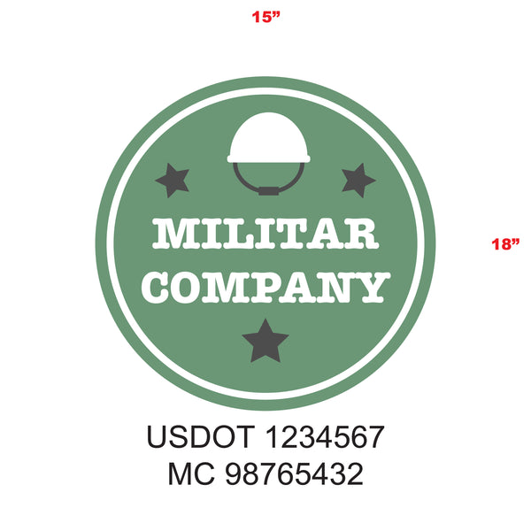 Military Style Company Name Truck Door Decal, USDOT, (Set of 2)