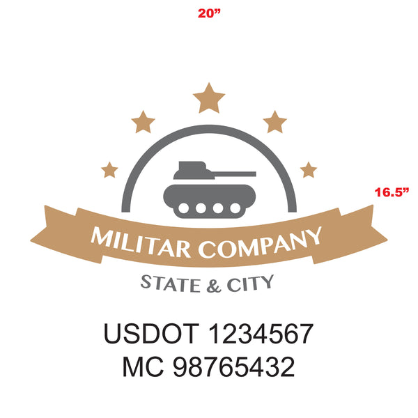 Military Style Company Name Truck Door Decal, USDOT, (Set of 2)