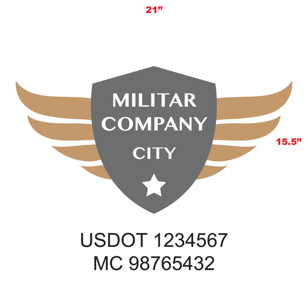 Military Style Company Name Truck Door Decal, USDOT, (Set of 2)