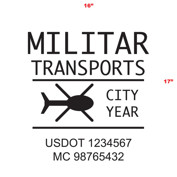 Military Style Company Name Truck Door Decal, USDOT, (Set of 2)