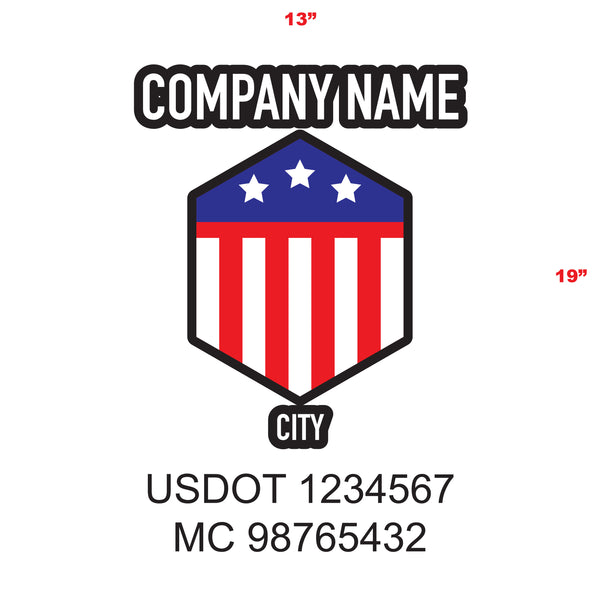 American Patriotic Truck Door Decal (USDOT & MC) Lettering