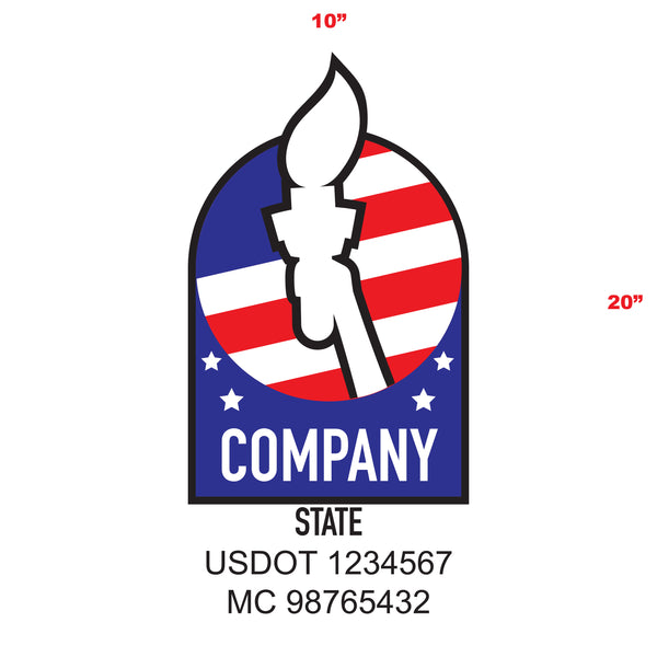 American Patriotic Truck Door Decal (USDOT & MC) Lettering