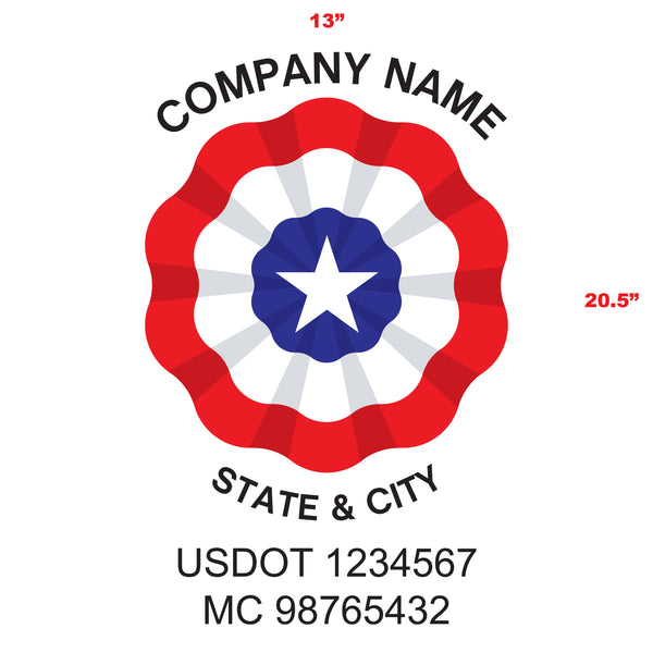 American Patriotic Truck Door Decal (USDOT & MC) Lettering