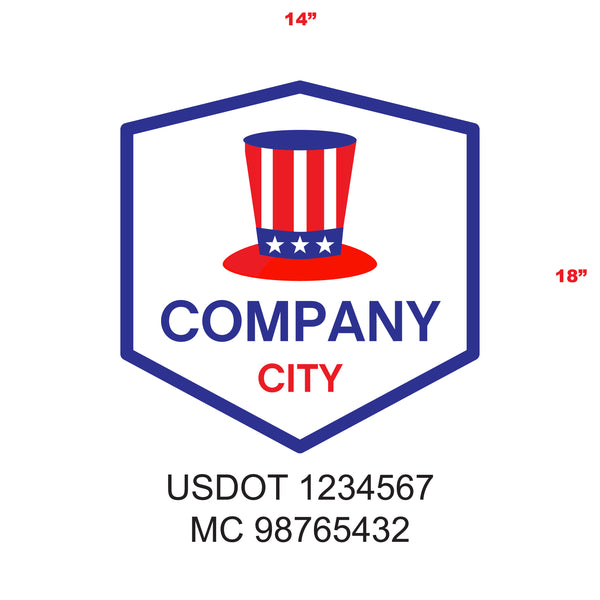 American Patriotic Truck Door Decal (USDOT & MC) Lettering