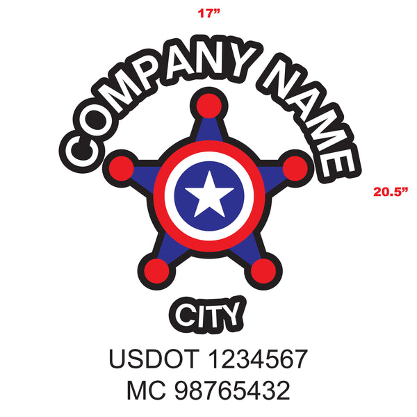 American Patriotic Truck Door Decal (USDOT & MC) Lettering