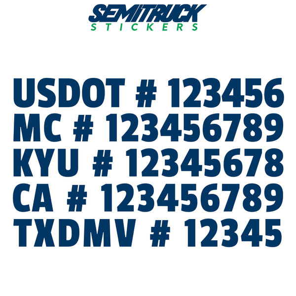 usdot mc kyu ca txdmv number decal