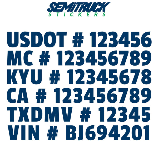 usdot mc kyu ca txdmv vin number decal