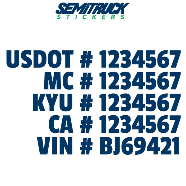 usdot mc kyu ca vin number decal
