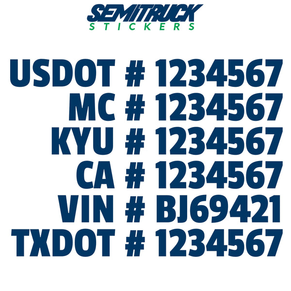 usdot mc kyu ca vin txdot number decal