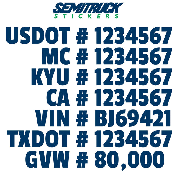 usdot mc kyu ca vin txdot gvw decal