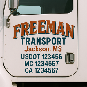 Custom Truck Door Lettering Sign Decal Sticker For Trucking, Businesses with City, State and USDOT, MC, GVW Truck Sign (2-Pack)