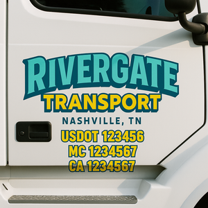 Custom Truck Door Lettering Sign Decal Sticker For Trucking, Businesses with City, State and USDOT, MC, GVW Truck Sign (2-Pack)