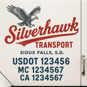 Custom Truck Door Lettering Sign Decal Sticker For Trucking, Businesses with City, State and USDOT, MC, GVW Truck Sign (2-Pack)