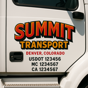 Custom Truck Door Lettering Sign Decal Sticker For Trucking, Businesses with City, State and USDOT, MC, GVW Truck Sign (2-Pack)