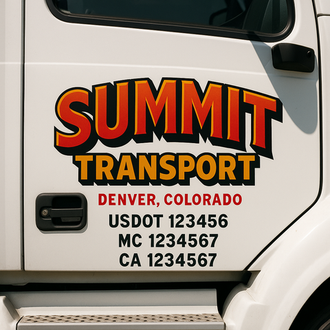 Custom Truck Door Lettering Sign Decal Sticker For Trucking, Businesses with City, State and USDOT, MC, GVW Truck Sign (2-Pack)