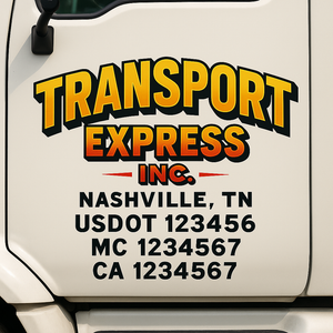 Custom Truck Door Lettering Sign Decal Sticker For Trucking, Businesses with City, State and USDOT, MC, GVW Truck Sign (2-Pack)