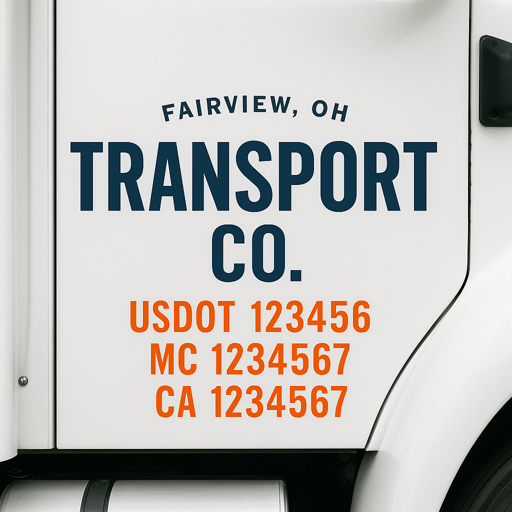Custom Truck Door Lettering Sign Decal Sticker For Trucking, Businesses with City, State and USDOT, MC, GVW Truck Sign (2-Pack)