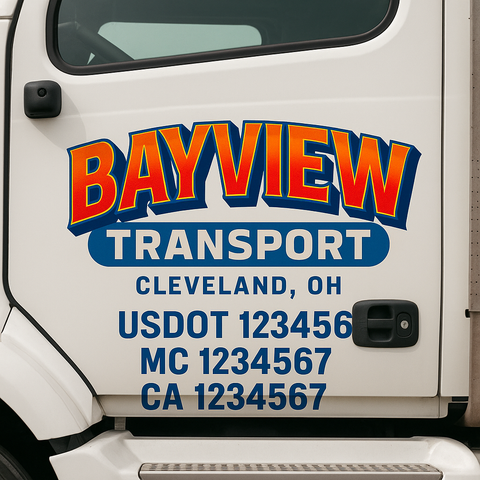 Custom Truck Door Lettering Sign Decal Sticker For Trucking, Businesses with City, State and USDOT, MC, GVW Truck Sign (2-Pack)