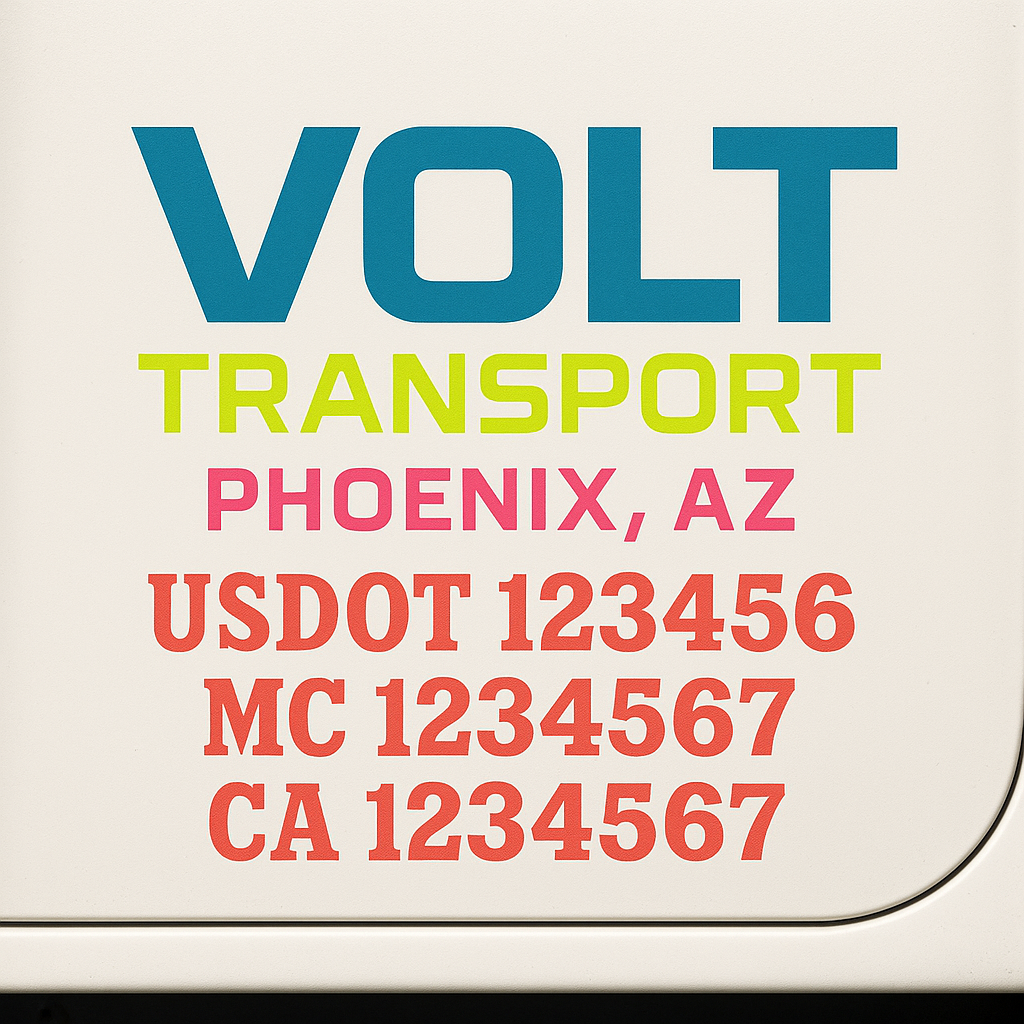 Custom Truck Door Lettering Sign Decal Sticker For Trucking, Businesses with City, State and USDOT, MC, GVW Truck Sign (2-Pack)