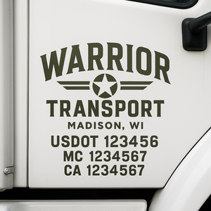 Custom Truck Door Lettering Sign Decal Sticker For Trucking, Businesses with City, State and USDOT, MC, GVW Truck Sign (2-Pack)