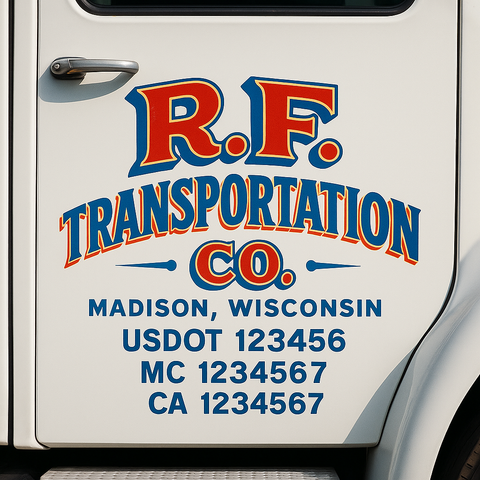 Custom Truck Door Lettering Sign Decal Sticker For Trucking, Businesses with City, State and USDOT, MC, GVW Truck Sign (2-Pack)