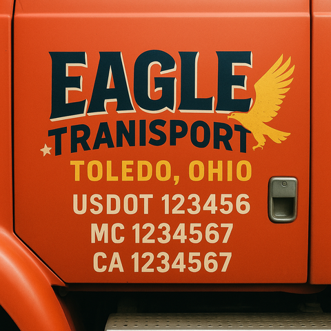 Custom Truck Door Lettering Sign Decal Sticker For Trucking, Businesses with City, State and USDOT, MC, GVW Truck Sign (2-Pack)