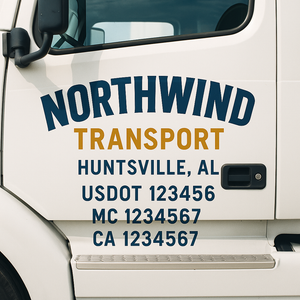 Custom Truck Door Lettering Sign Decal Sticker For Trucking, Businesses with City, State and USDOT, MC, GVW Truck Sign (2-Pack)