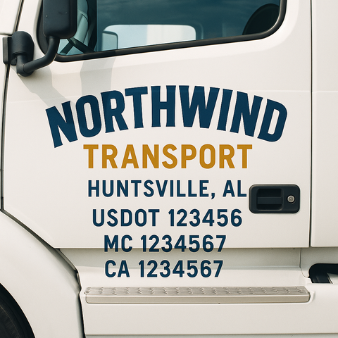 Custom Truck Door Lettering Sign Decal Sticker For Trucking, Businesses with City, State and USDOT, MC, GVW Truck Sign (2-Pack)