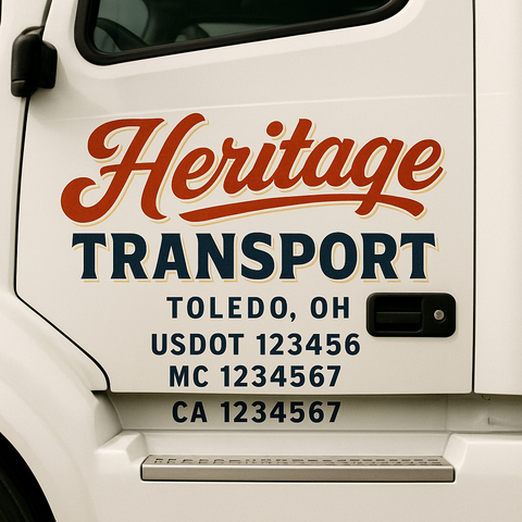 Custom Truck Door Lettering Sign Decal Sticker For Trucking, Businesses with City, State and USDOT, MC, GVW Truck Sign (2-Pack)