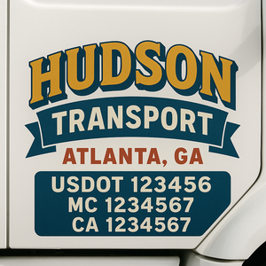 Custom Truck Door Lettering Sign Decal Sticker For Trucking, Businesses with City, State and USDOT, MC, GVW Truck Sign (2-Pack)