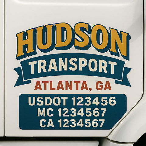 Custom Truck Door Lettering Sign Decal Sticker For Trucking, Businesses with City, State and USDOT, MC, GVW Truck Sign (2-Pack)