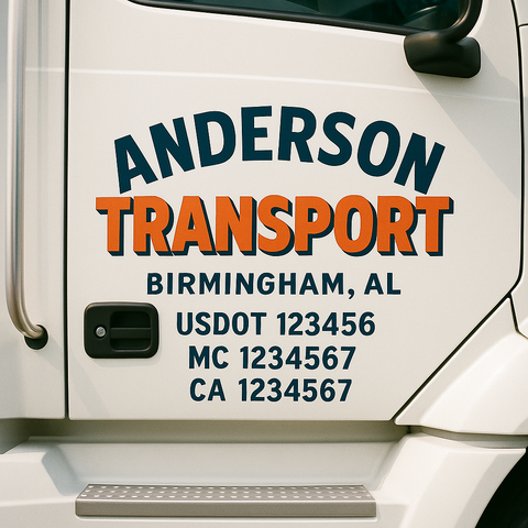 Custom Truck Door Lettering Sign Decal Sticker For Trucking, Businesses with City, State and USDOT, MC, GVW Truck Sign (2-Pack)