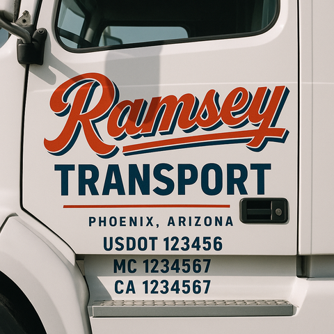 Custom Truck Door Lettering Sign Decal Sticker For Trucking, Businesses with City, State and USDOT, MC, GVW Truck Sign (2-Pack)