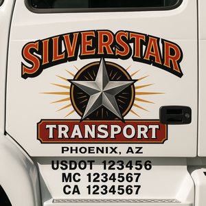 Custom Truck Door Lettering Sign Decal Sticker For Trucking, Businesses with City, State and USDOT, MC, GVW Truck Sign (2-Pack)