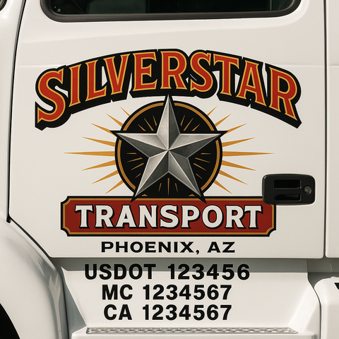 Custom Truck Door Lettering Sign Decal Sticker For Trucking, Businesses with City, State and USDOT, MC, GVW Truck Sign (2-Pack)