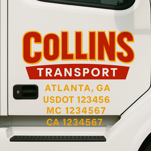 Custom Truck Door Lettering Sign Decal Sticker For Trucking, Businesses with City, State and USDOT, MC, GVW Truck Sign (2-Pack)