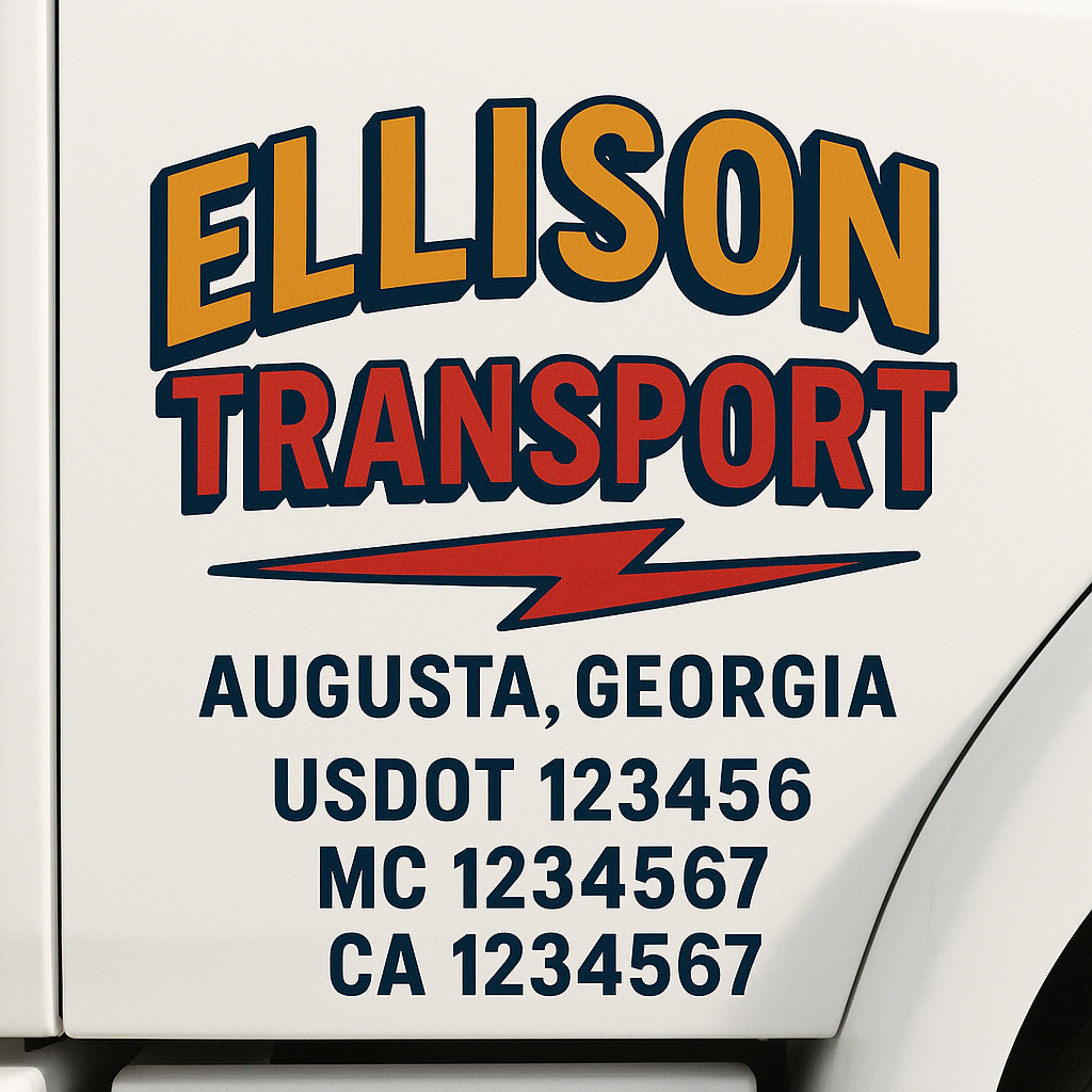 Custom Truck Door Lettering Sign Decal Sticker For Trucking, Businesses with City, State and USDOT, MC, GVW Truck Sign (2-Pack)