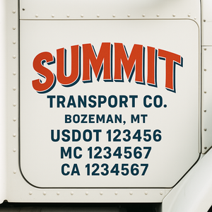 Custom Truck Door Lettering Sign Decal Sticker For Trucking, Businesses with City, State and USDOT, MC, GVW Truck Sign (2-Pack)