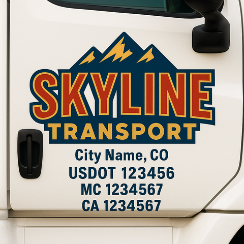 Custom Truck Door Lettering Sign Decal Sticker For Trucking, Businesses with City, State and USDOT, MC, GVW Truck Sign (2-Pack)