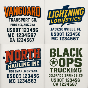 Custom Truck Door Lettering Sign Decal Sticker For Trucking, Businesses with City, State and USDOT, MC, GVW Truck Sign (2-Pack)