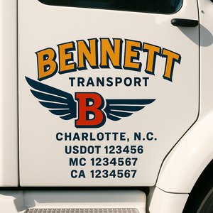 Custom Truck Door Lettering Sign Decal Sticker For Trucking, Businesses with City, State and USDOT, MC, GVW Truck Sign (2-Pack)