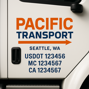 Custom Truck Door Lettering Sign Decal Sticker For Trucking, Businesses with City, State and USDOT, MC, GVW Truck Sign (2-Pack)