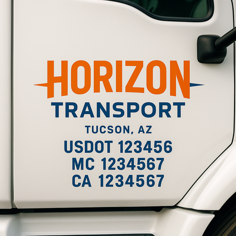Custom Truck Door Lettering Sign Decal Sticker For Trucking, Businesses with City, State and USDOT, MC, GVW Truck Sign (2-Pack)